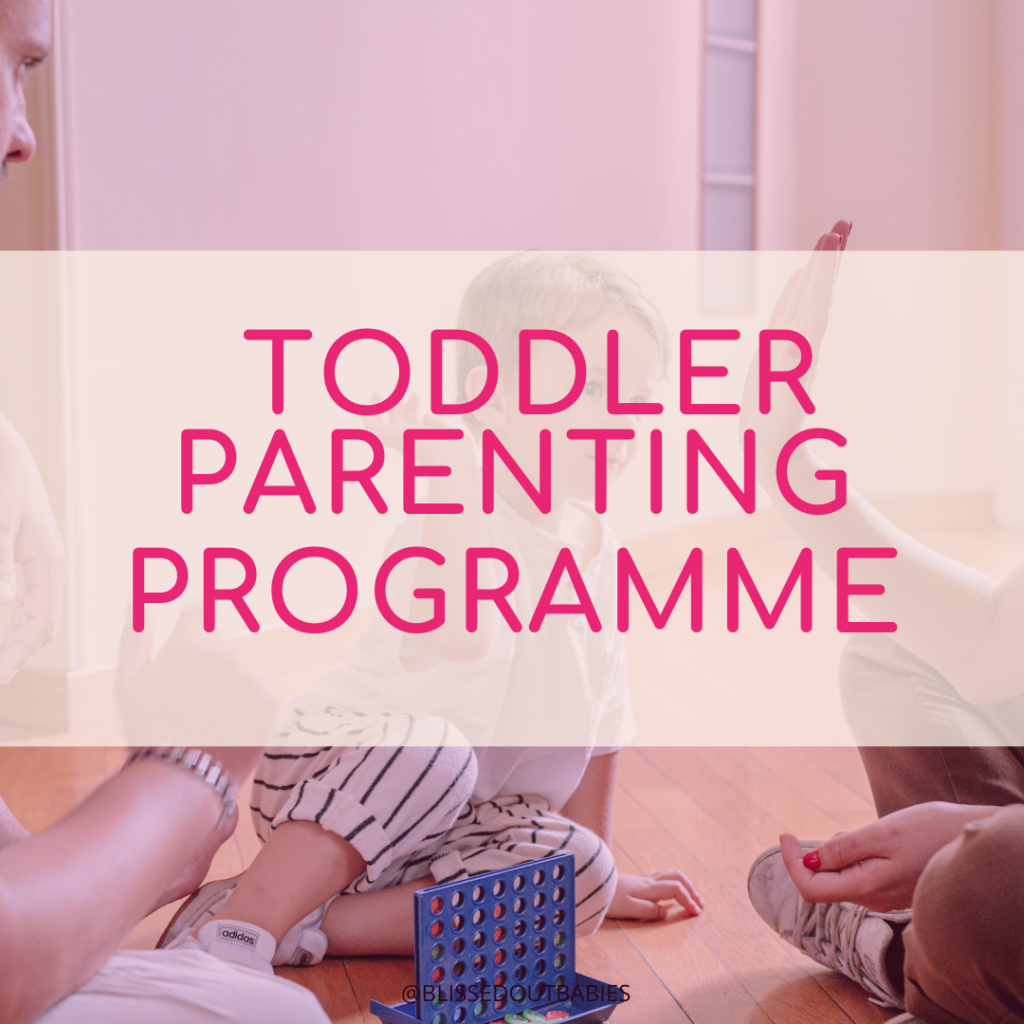 Image of toddler high fiving a parent. Text overlay says Toddler Parenting Programme